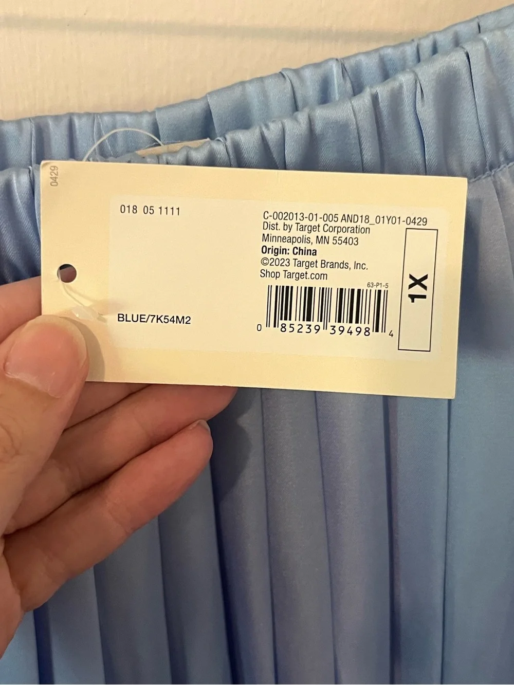 A New Day Pleated Satin Midi Skirt Sky Blue Plus Size 1X